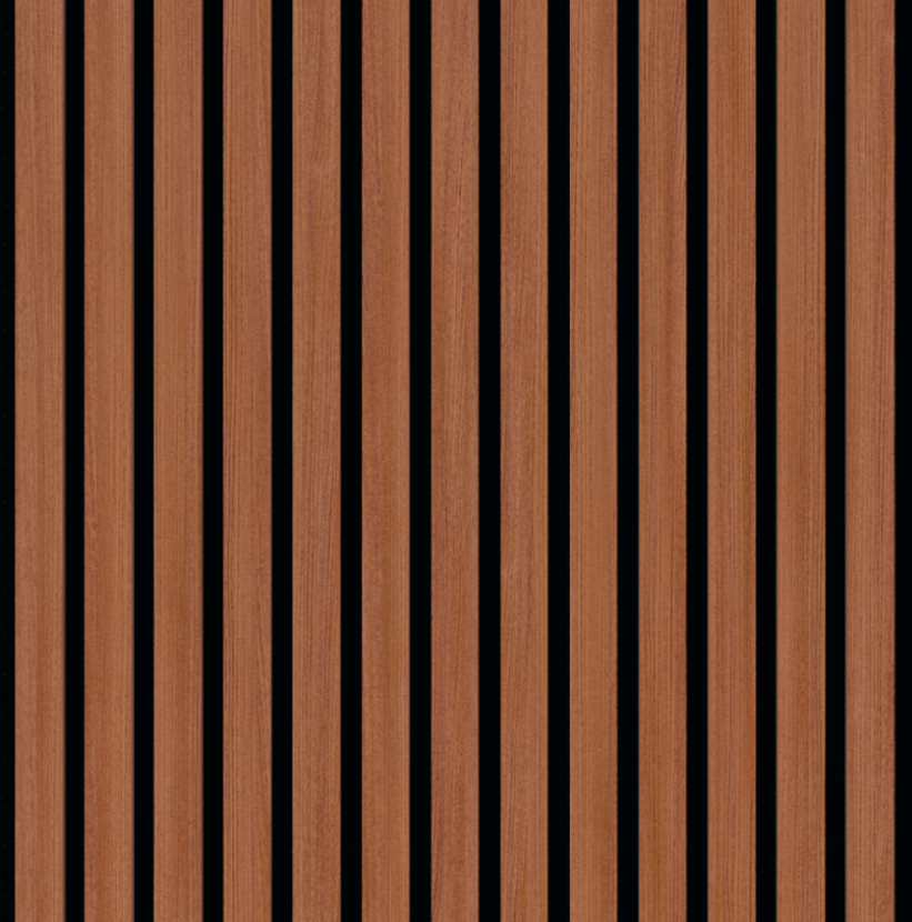 Teak acoustic wood slat wall panel finish 278x60cm wholesale swatch